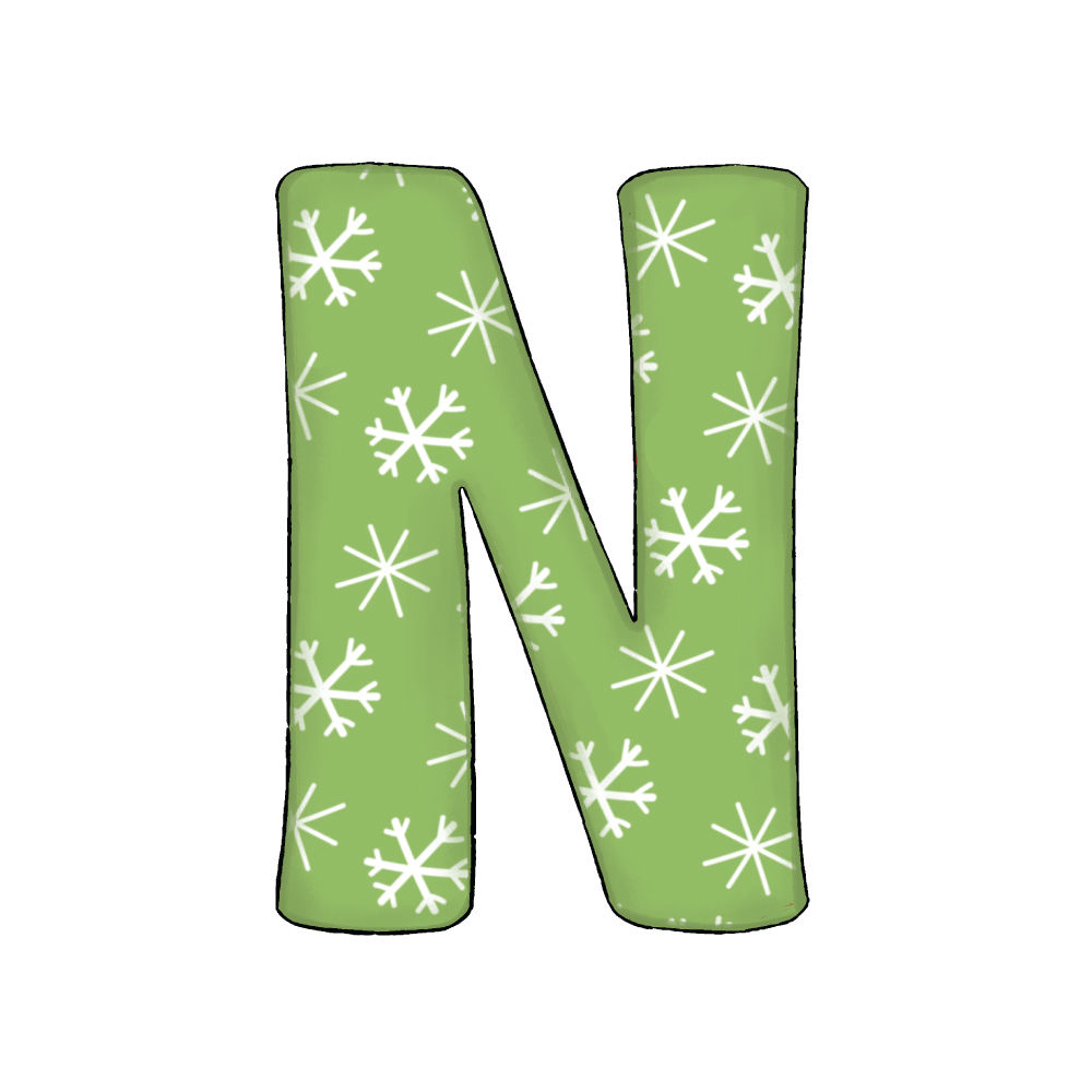 Lettera N Green Snowflake