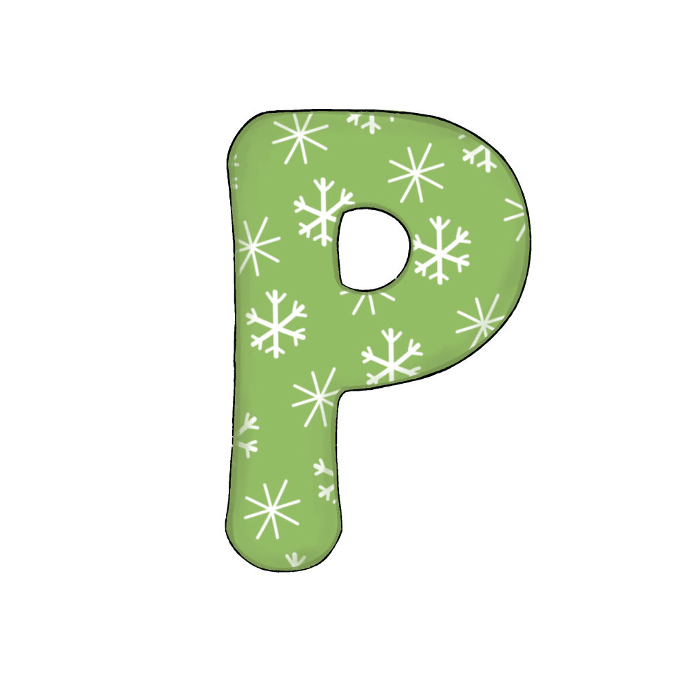 Lettera P Green Snowflake