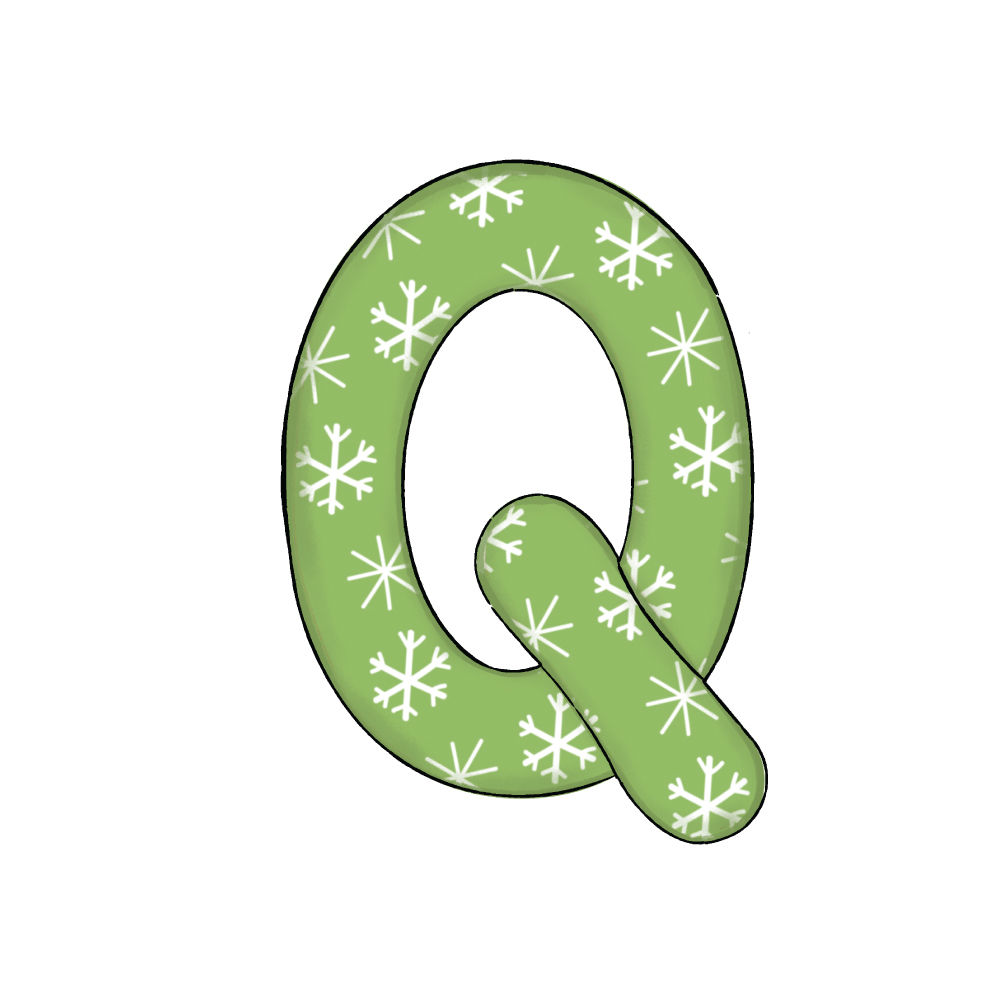 Lettera Q Green Snowflake