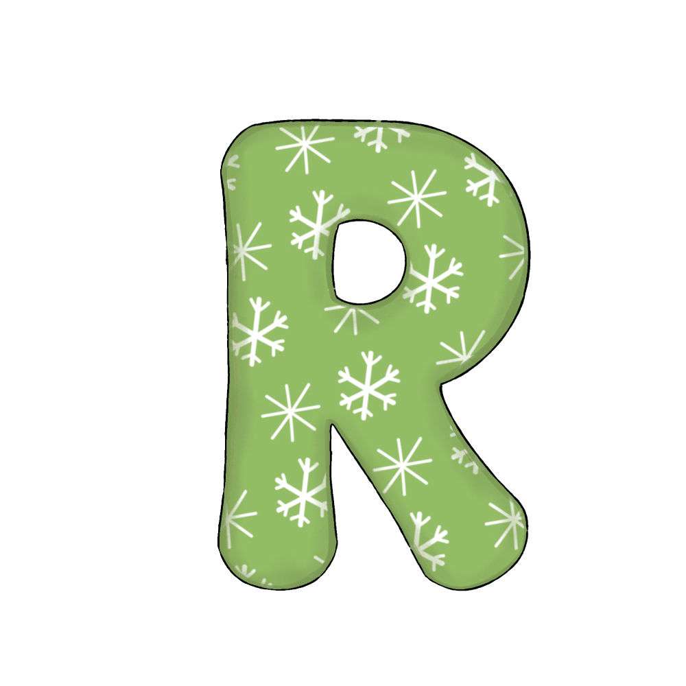 Lettera R  Green Snowflake