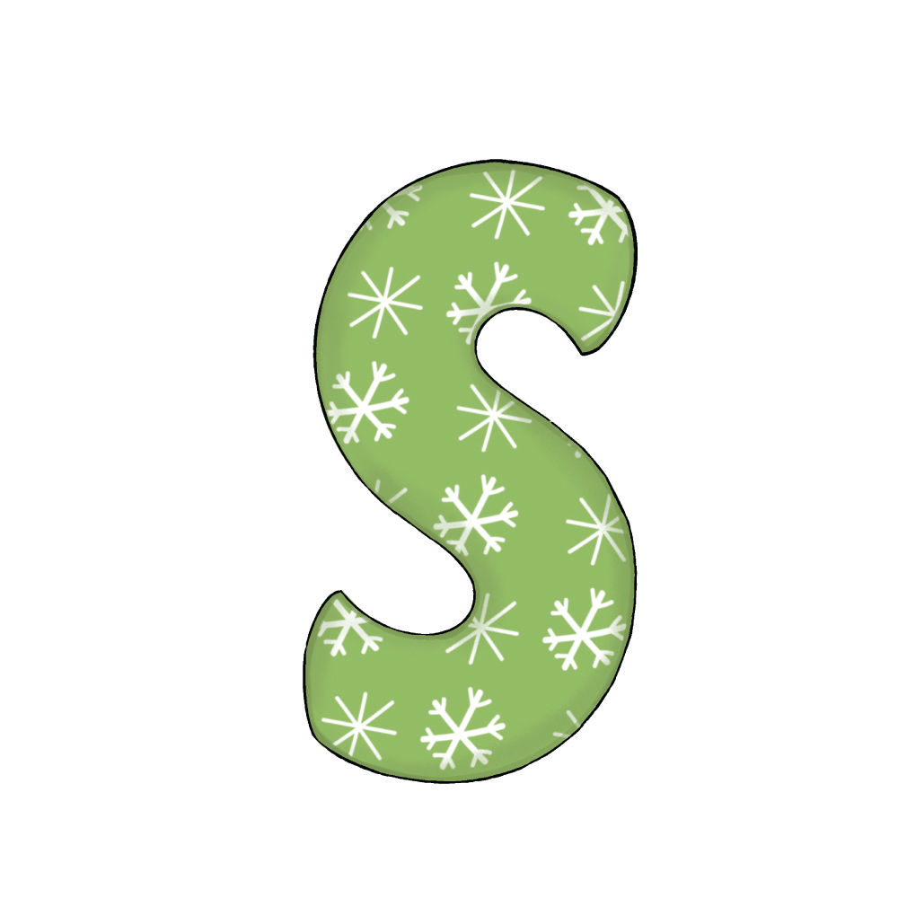 Lettera S Green Snowflake