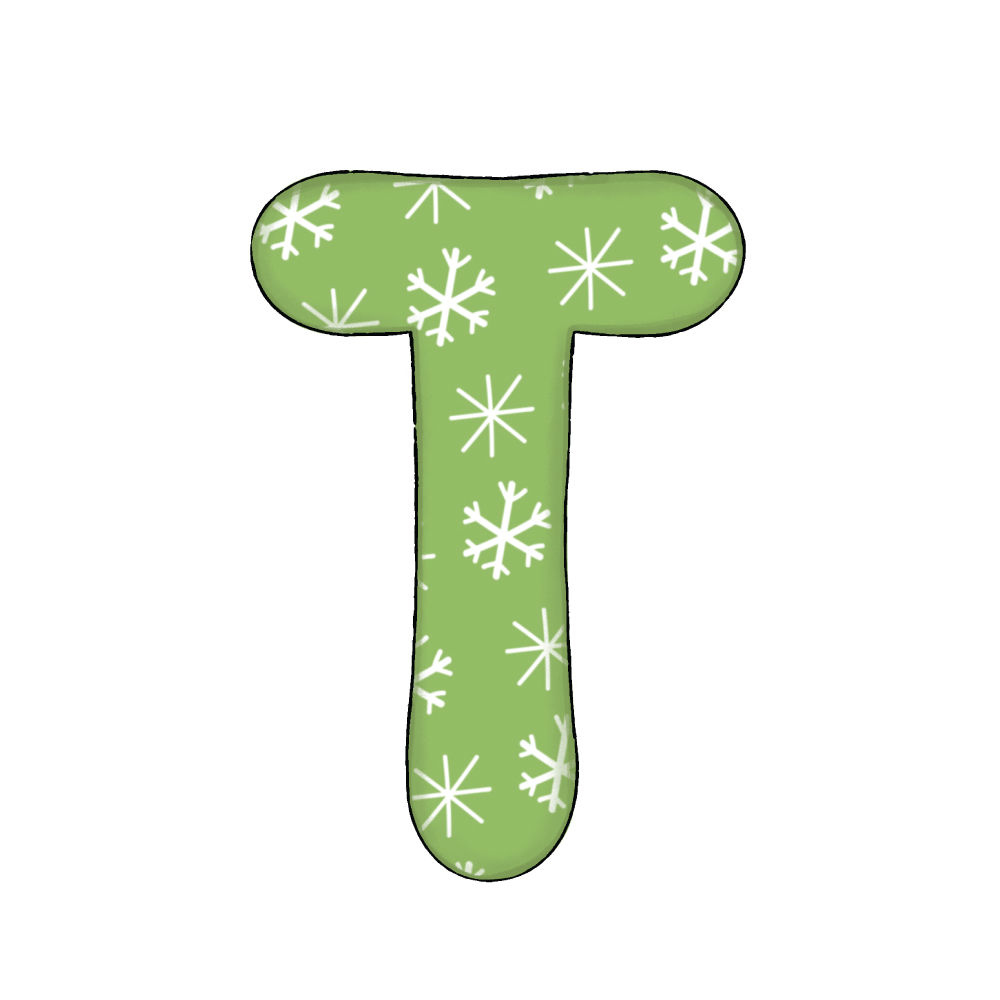 Lettera T Green Snowflake