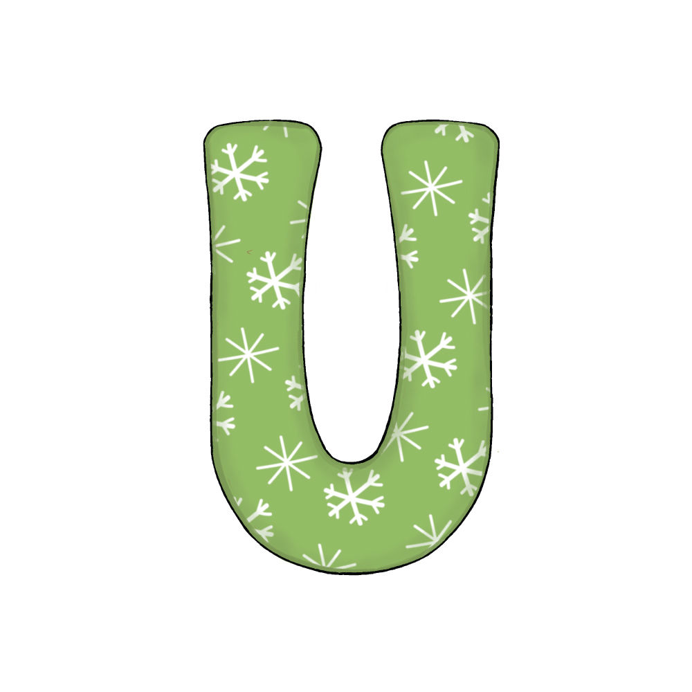 Lettera U Green Snowflake