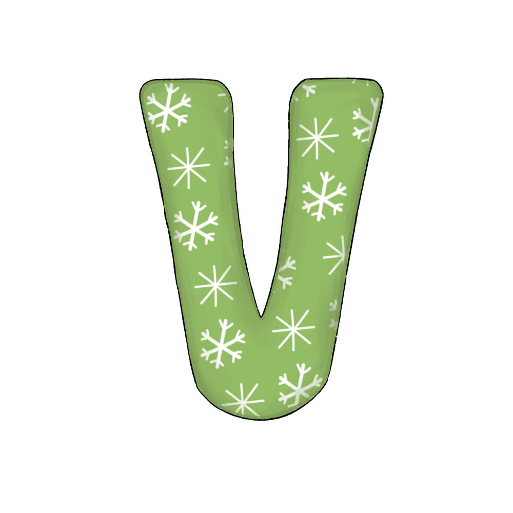 Lettera V Green Snowflake