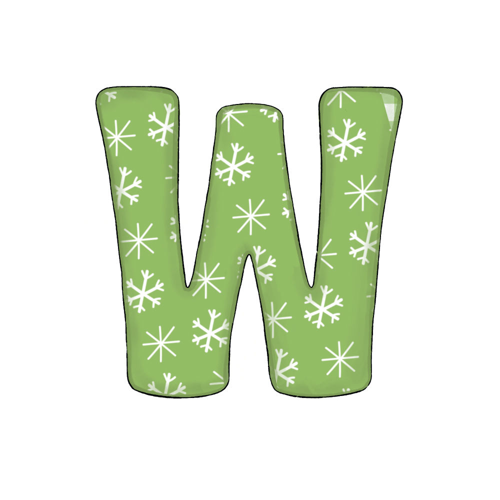 Lettera W Green Snowflake