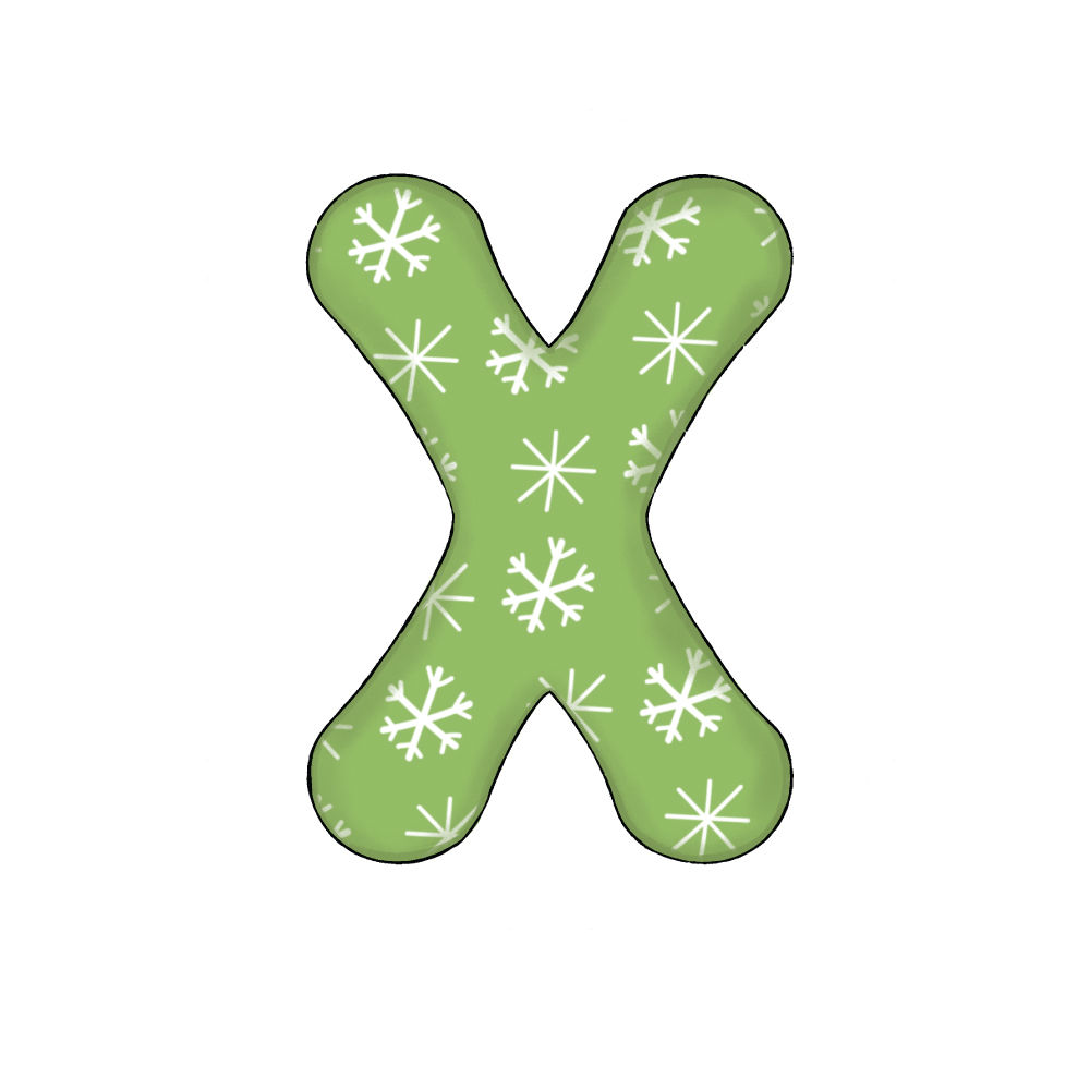 Lettera X Green Snowflake