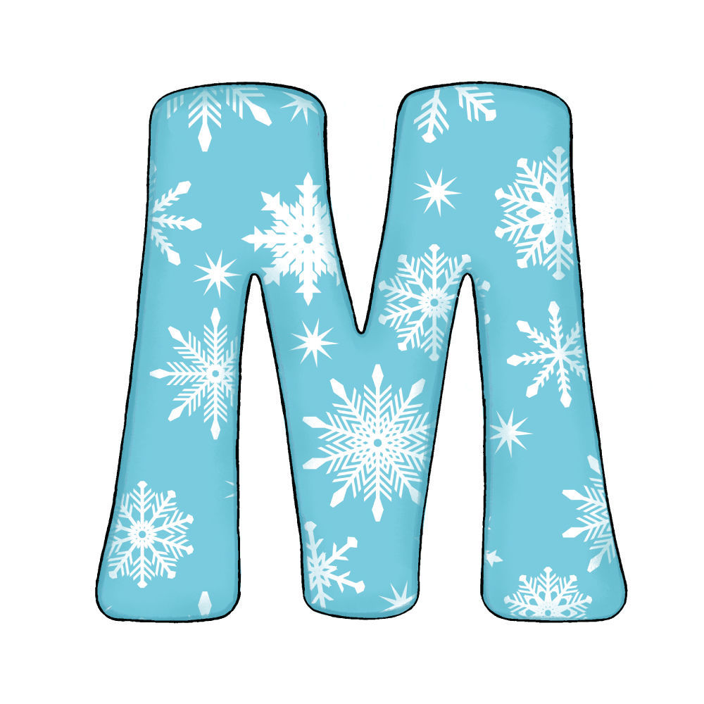 Lettera M Effetto Green Snowflake
