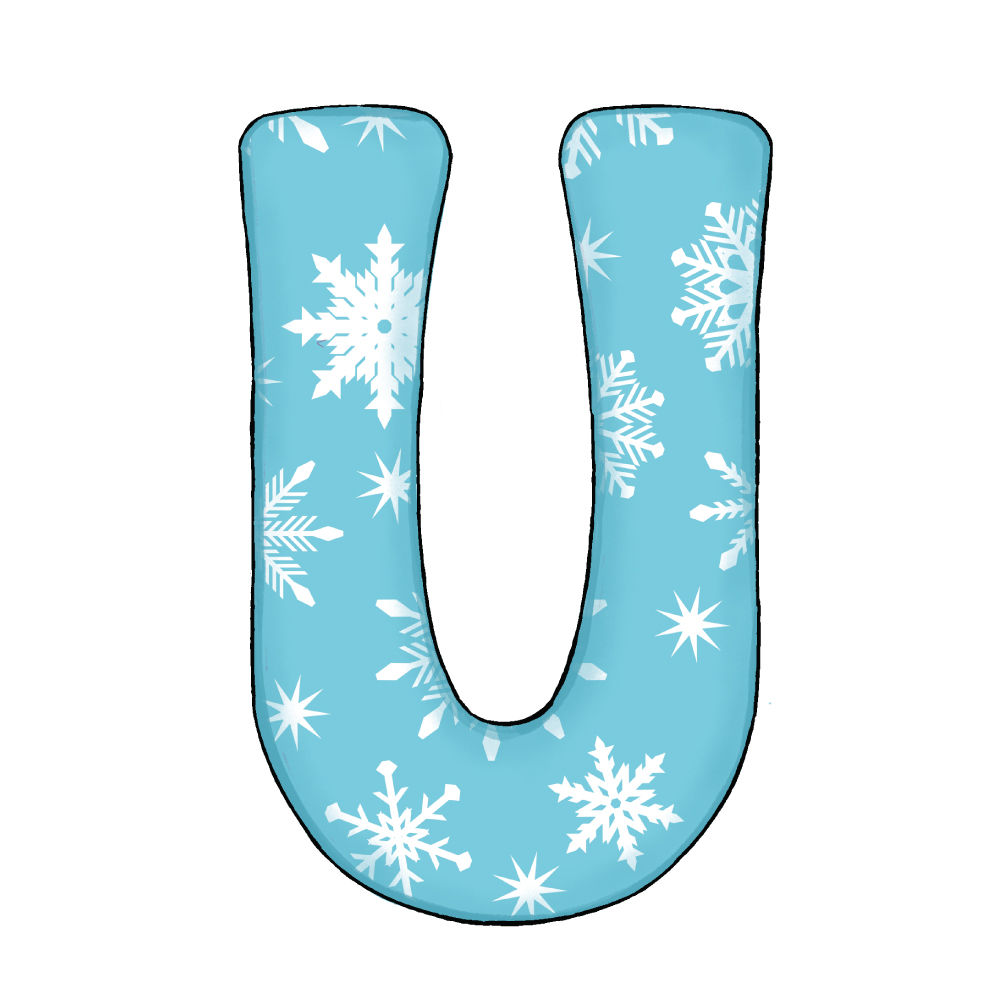 Lettera U Effetto Green Snowflake