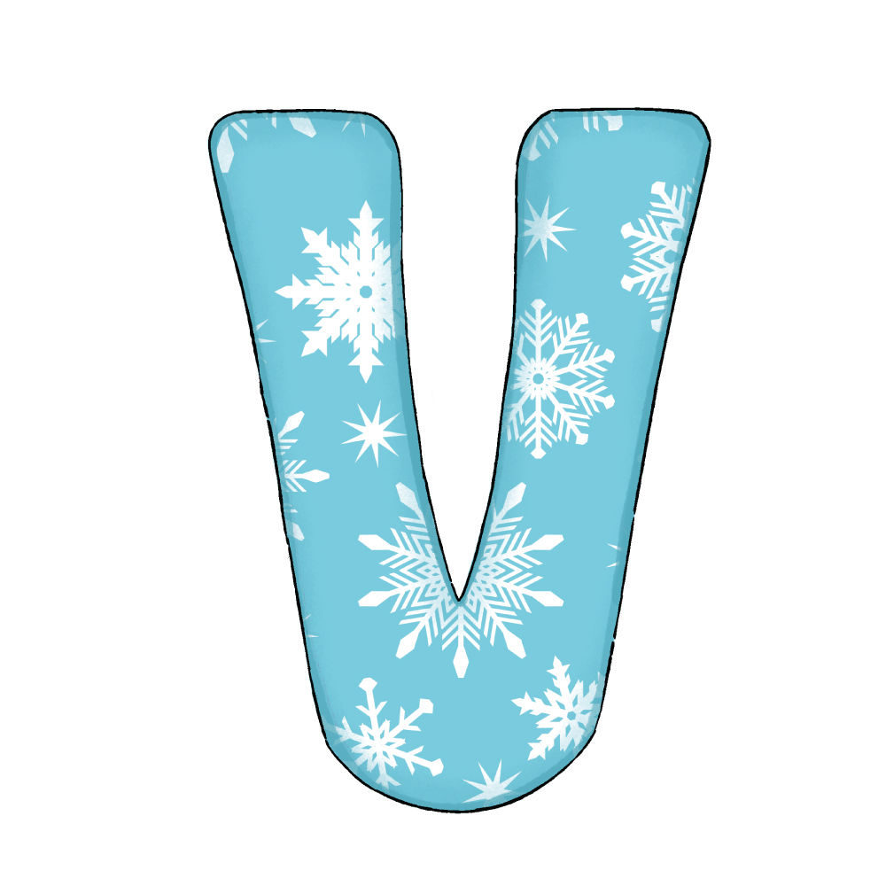 Lettera V Effetto Green Snowflake