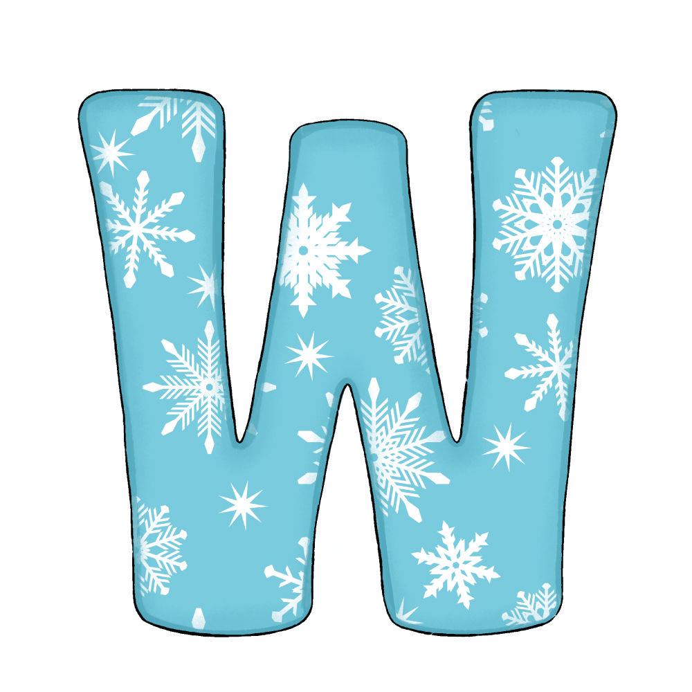 Lettera W Effetto Green Snowflake