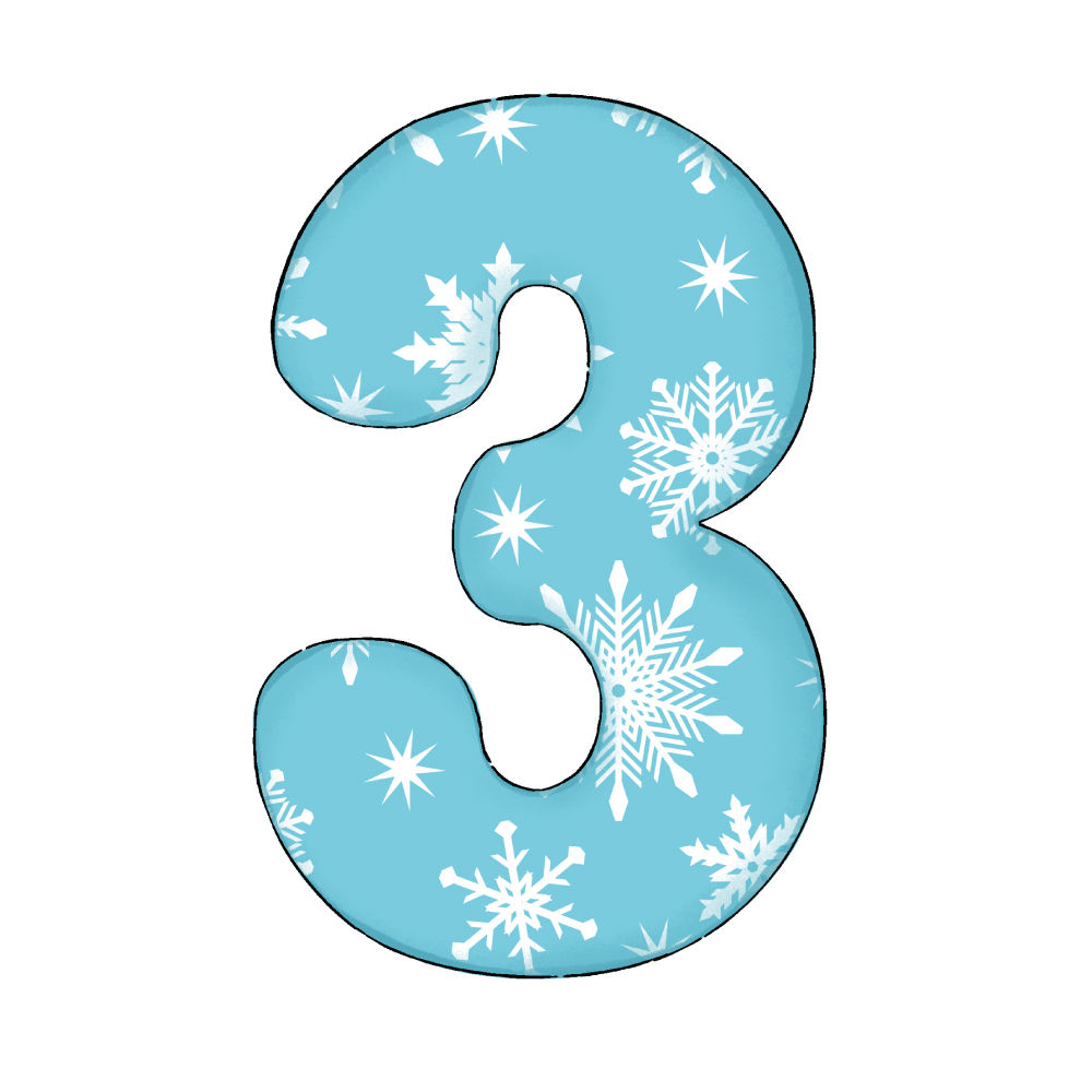 Numero 3 Effetto Blue Snowflake