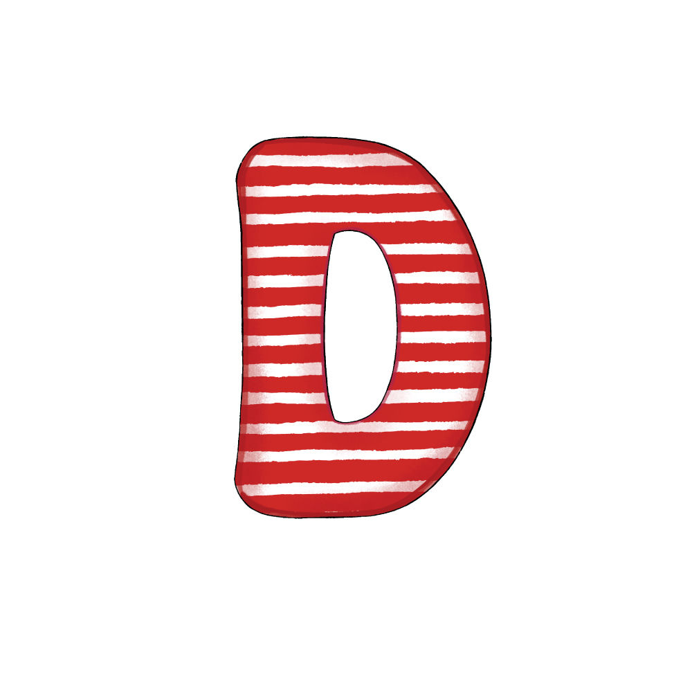 Lettera D Effetto Red Stripe