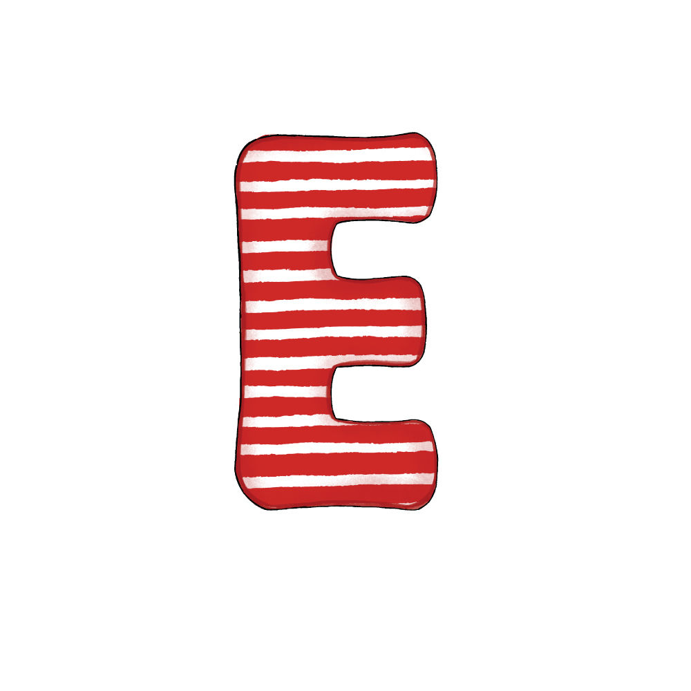 Lettera E Effetto Red Stripe