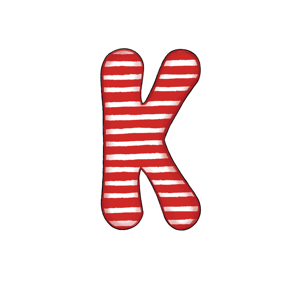 Lettera K Effetto Red Stripe