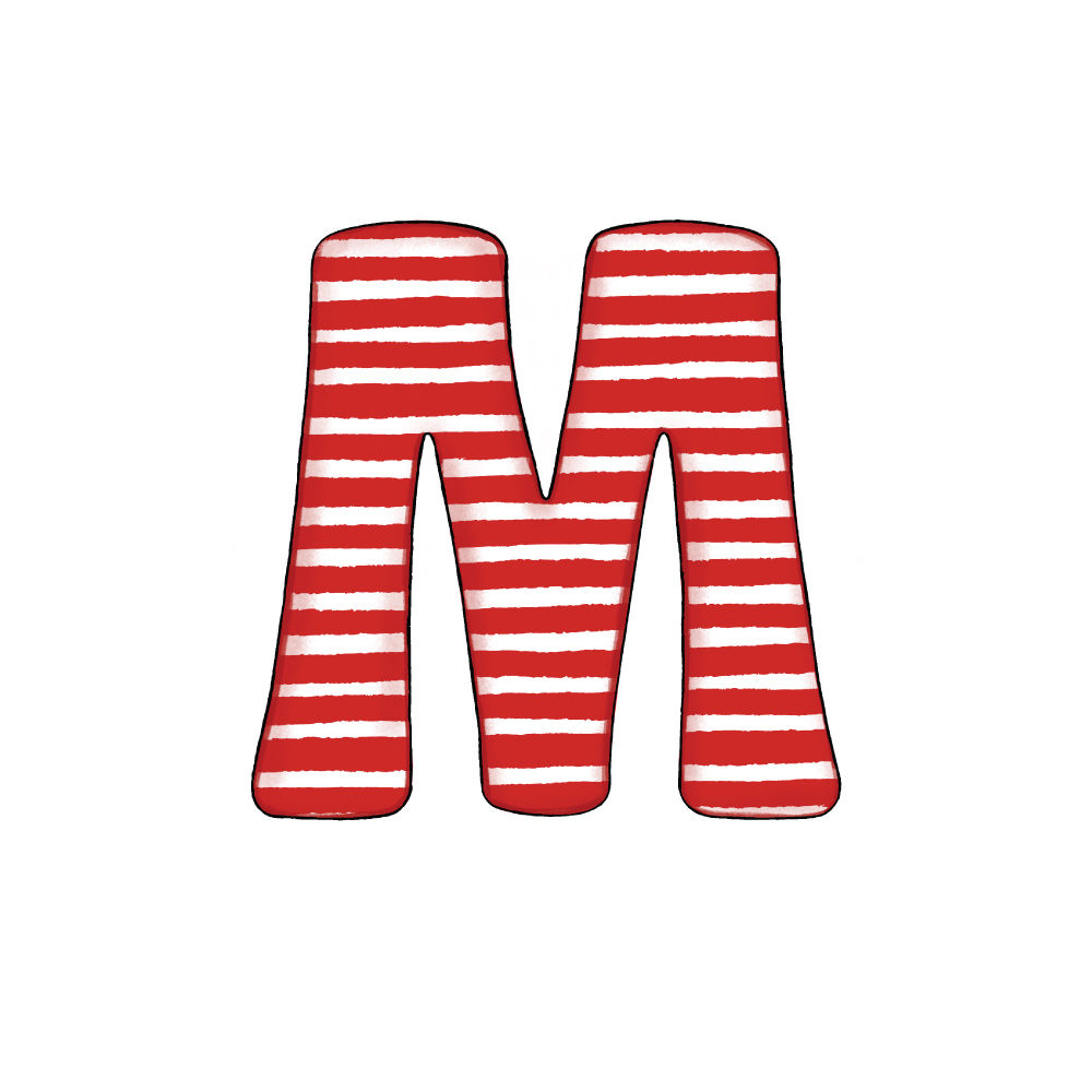 Lettera M Effetto Red Stripe