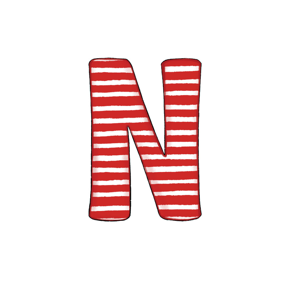 Lettera N Effetto Red Stripe