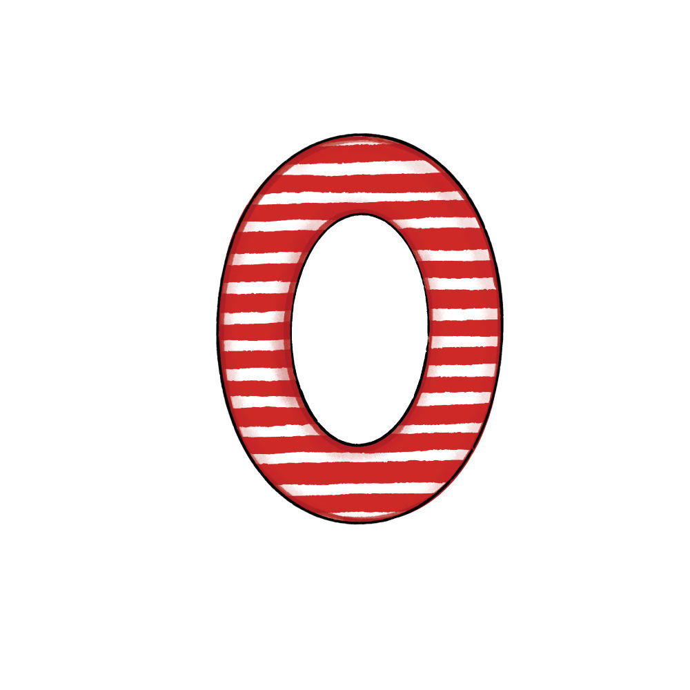 Lettera O Effetto Red Stripe
