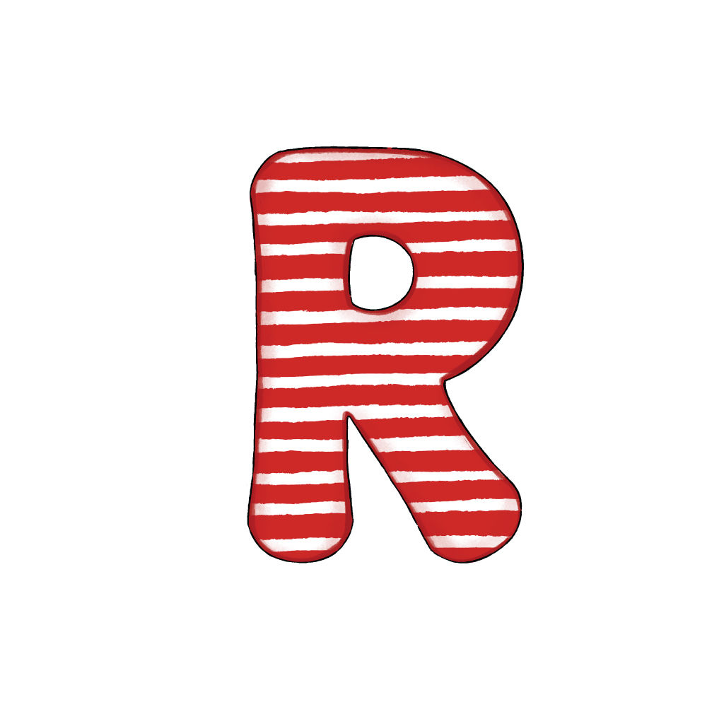 Lettera R Effetto Red Stripe