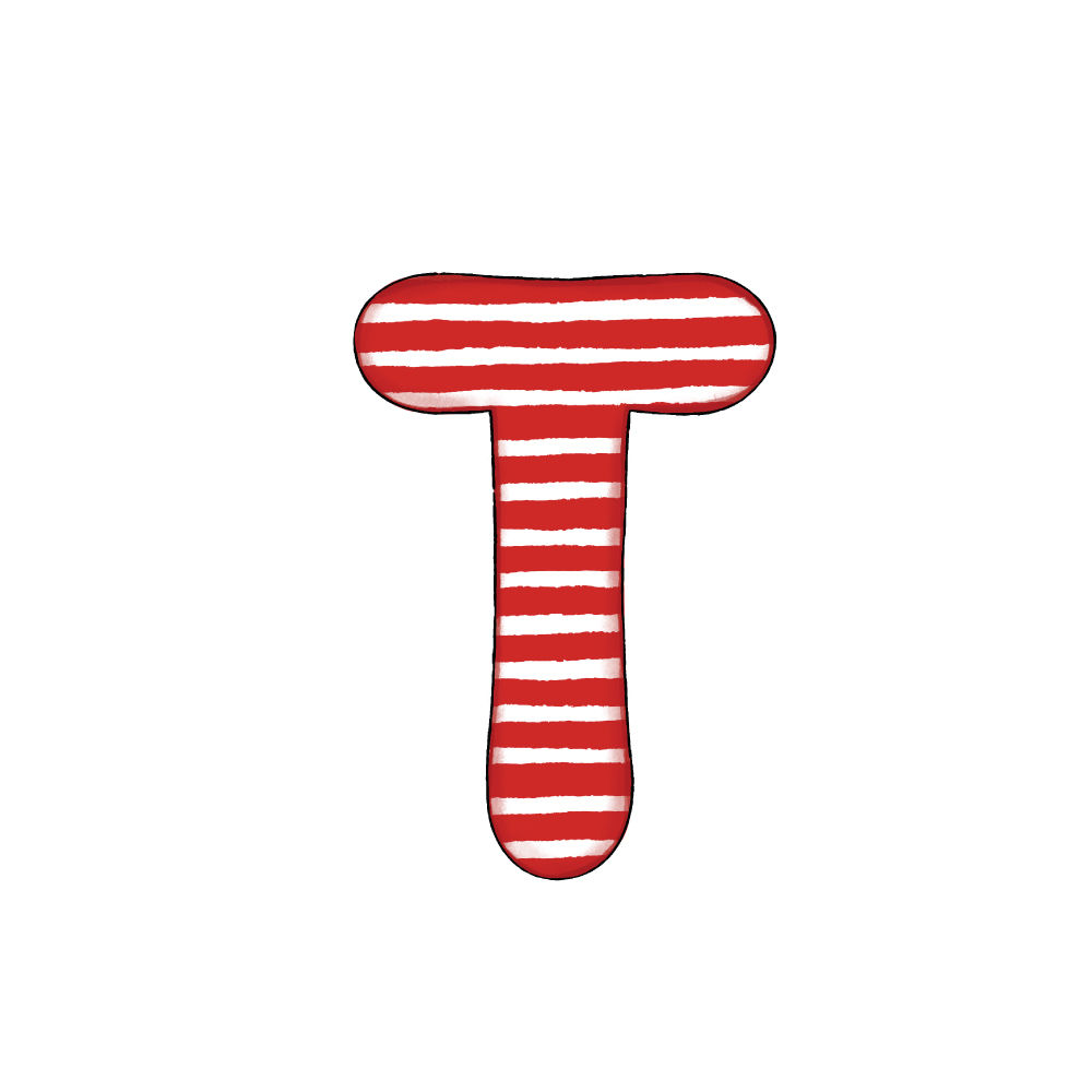 Lettera T Effetto Red Stripe