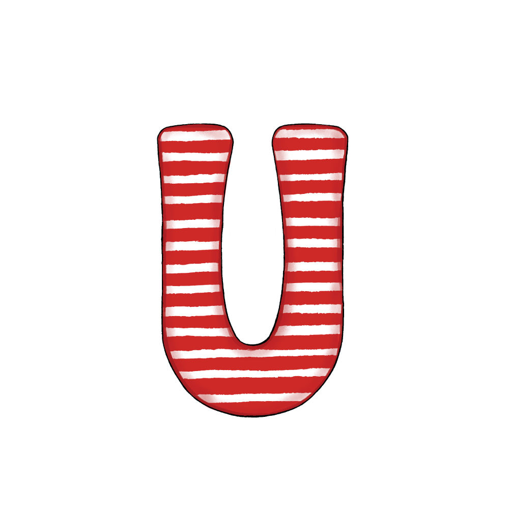 Lettera U Effetto Red Stripe