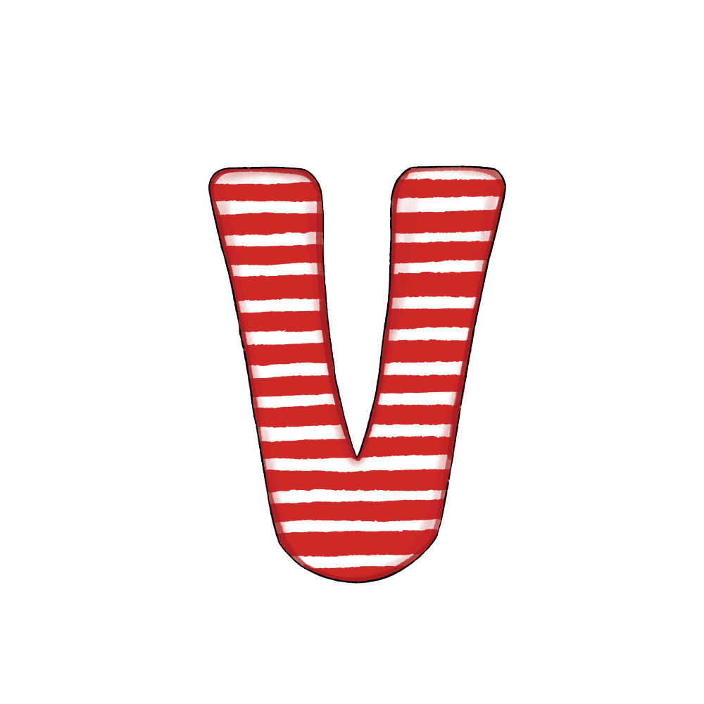 Lettera V Effetto Red Stripe