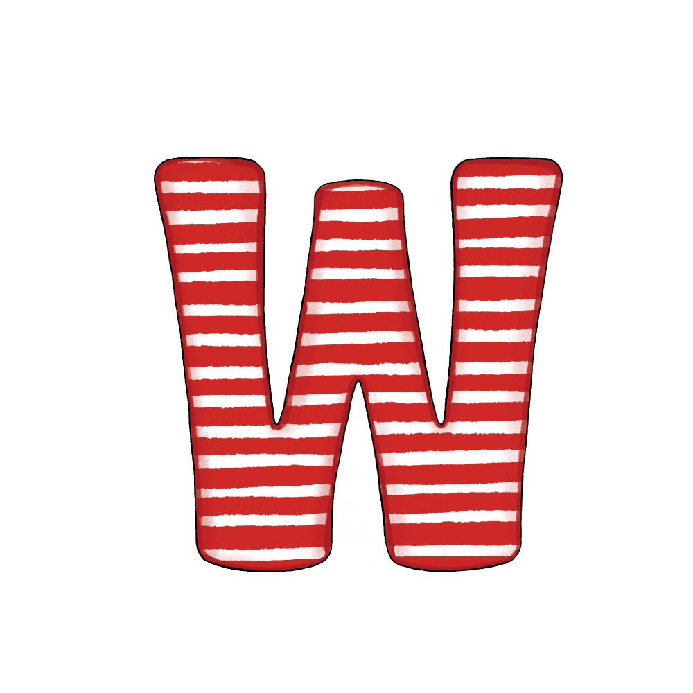 Lettera W Effetto Red Stripe