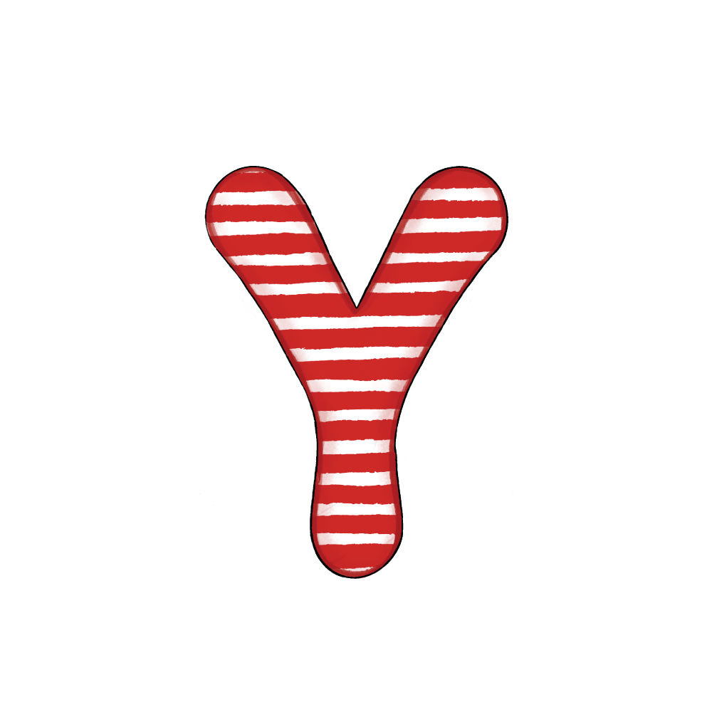 Lettera Y Effetto Red Stripe