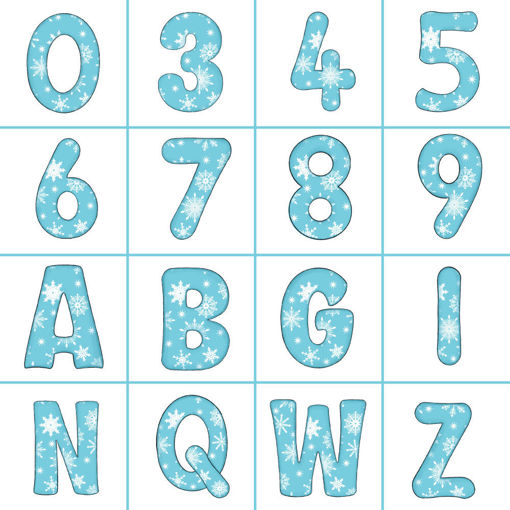 Numeri e Lettere in Polifoam Tema Natalizio Effetto Blue Snowflakes