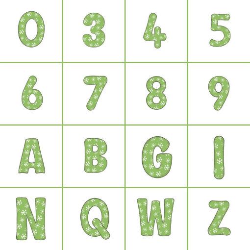 Numeri e Lettere in Polifoam Tema Natalizio Effetto Green Snowflakes