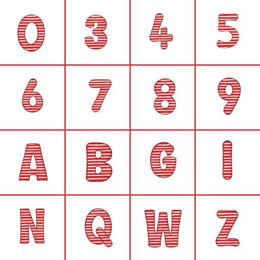 Numeri e Lettere in Polifoam Tema Natalizio Effetto Red Stripe