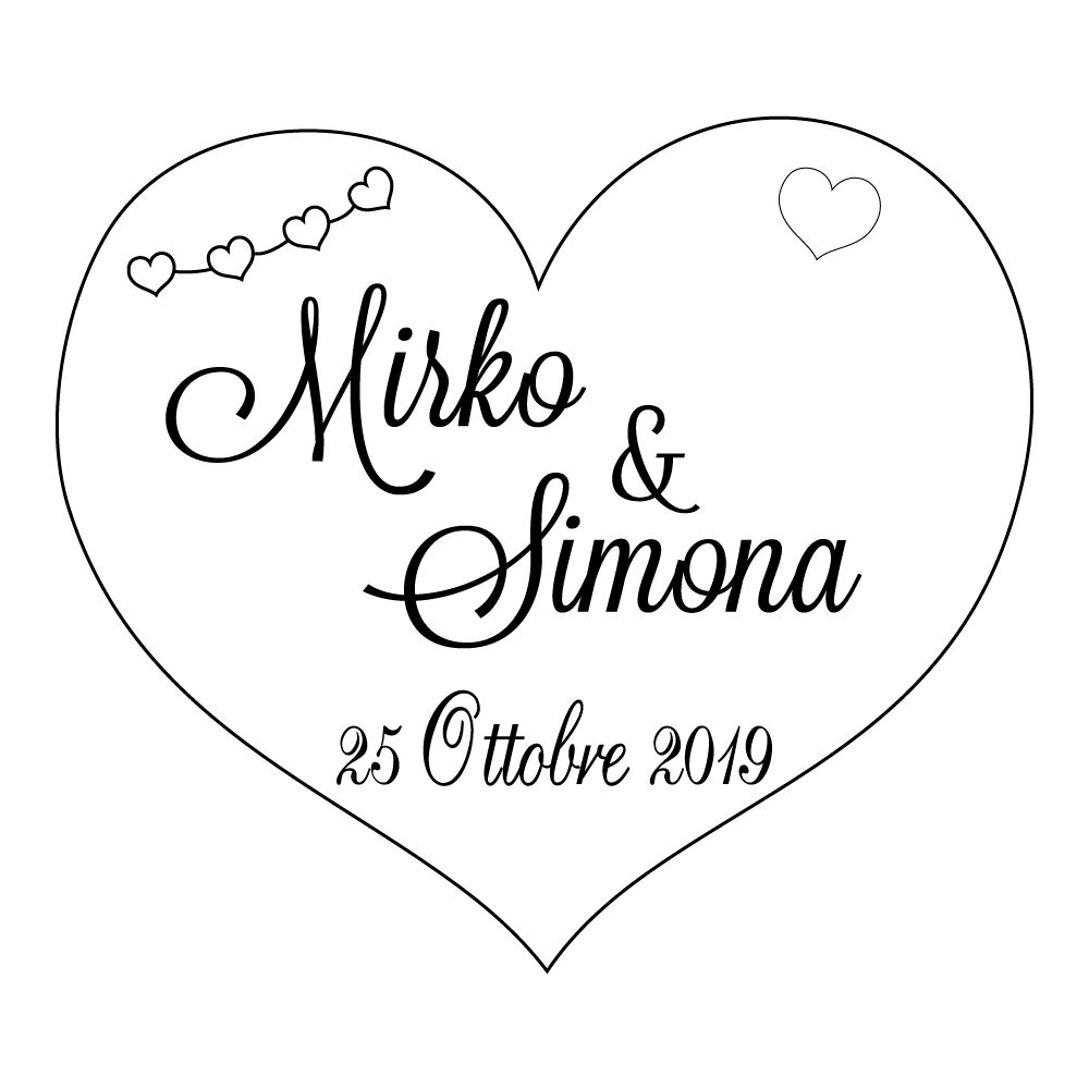 Cuore con nome sposi e data