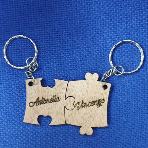 Portachiavi Puzzle di Legno Personalizzato per Coppie
