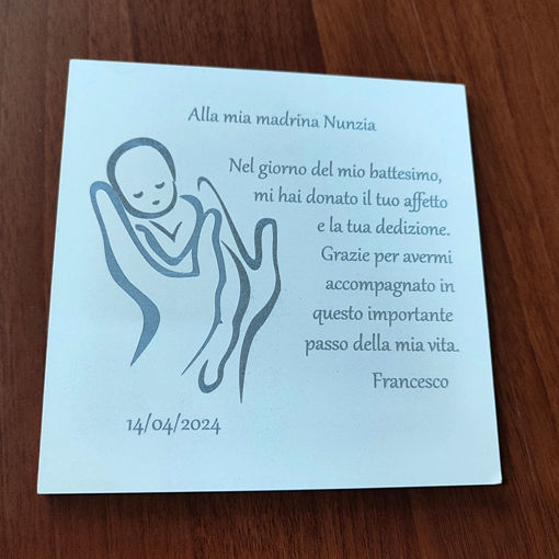 Quadretto  per Madrina o padrino in legno con incisione laser