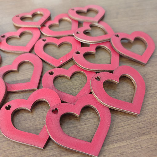 Cuore in Legno Rosso - set da 100 pezzi