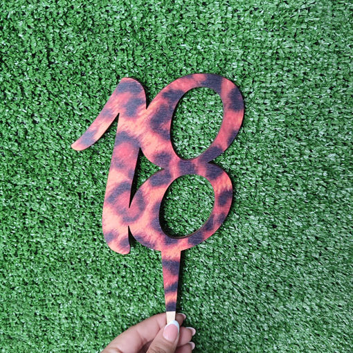Cake Topper Leopardato Personalizzato Con Numero degli Anni