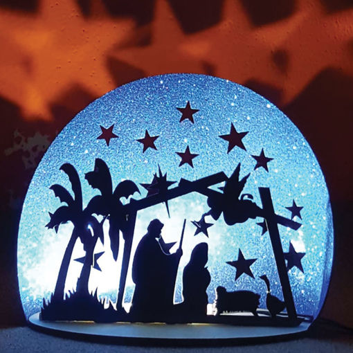 Lampada Natività in Legno con cielo stellato