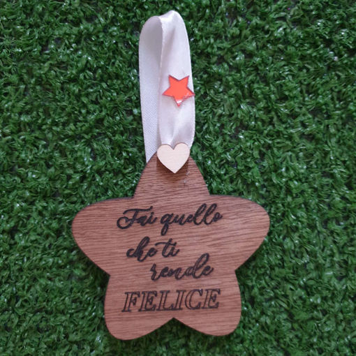 Decorazione Natalizia in Legno Ciliegio a forma di stella