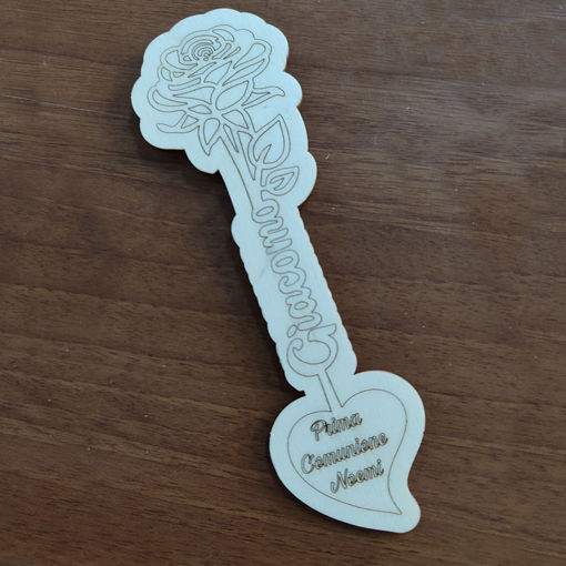 Segnalibro in Legno Prima Comunione con Rosa