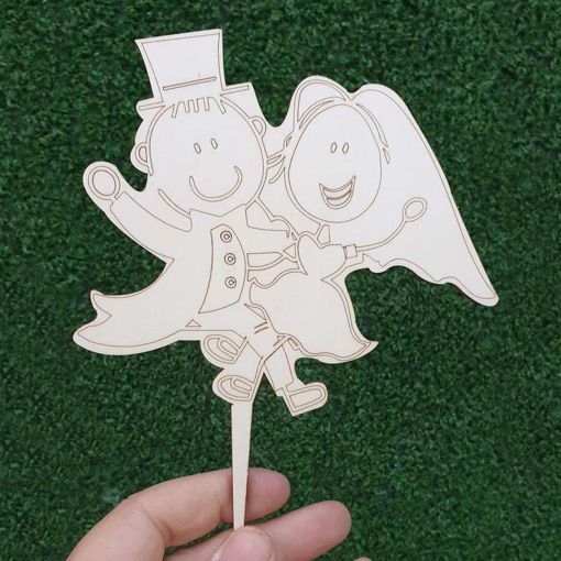 Cake Topper in Legno con Sposini