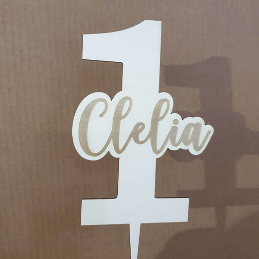 Cake Topper in Legno con Engraving del Nome
